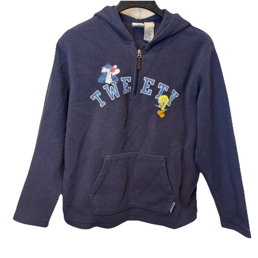 Looney Tunes Jacket Adult Large Fleece 1/4 Zip Hoodie Tweety Bird